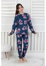 Resim Tangled Hearts Desenli Kız Çocuk Pijama Takımı 8-13 Lacıvert 