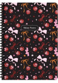 Resim Keskin 16,5x 22,5 Çizgili Spiralli Işıltı Defter - Siyah Siyah 