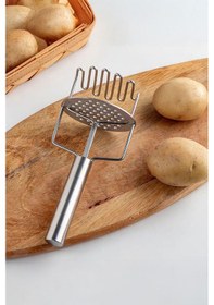 Resim Yuvarlak Lüks Paslanmaz Çelik Patates Ezici Pratik Patates Ezici Püre Yapıcı Mama Yapıcı Aparat 