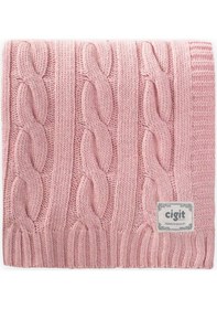 Resim Cigit Saç Örgü Triko Battaniye 80x100 CM +/-5 CM Pudra 