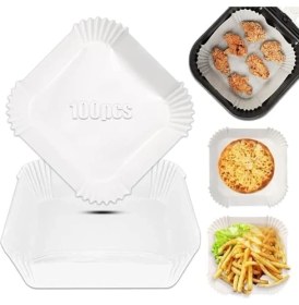 Resim Mcreative Home Beyaz Airfryer Pişirme Kağıdı, Fritöz Yağlı Kağıdı, Yanmaz Kağıt 100 Adet (Kare) (100) 