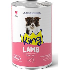 Resim King Sos İçerisinde Et Parçacıklı Kuzu Etli Köpek Konservesi 400 G 
