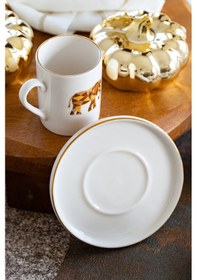 Resim Heda Porselen Origami Fil 12 Parça 6 Kişilik Porselen Kahve Fincan Takımı Kırık Beyaz 