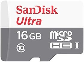 Resim SanDisk Ultra 16 GB microSDHC Hafıza Kartı, 80MB/sn UHS-I Class 10 - SDSQUNS-016G-GN3MN 