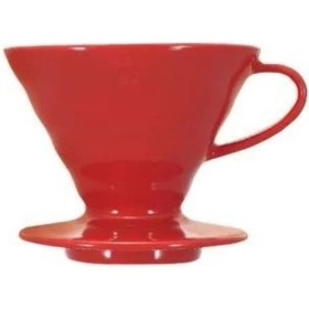 Resim Mediterian Kırmızı Seramik Dripper V60 02, 600 ml üzeri, şık ve hafif kahve demleme aracı 