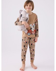 Resim Rolypoly Erkek Çocuk Kahverengi Pijama Takımı Rp3446-c-v2 