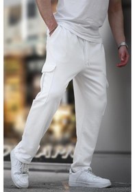 Resim Ekru Beli Ayarlanabilir Kargo Cep Basic Eşofman Altı 6552 Ekru 