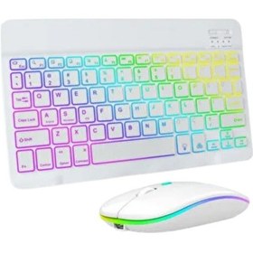 Resim Bluetooth Klavye Mouse Seti Aydınlatmalı Türkçe Q Ergonomik Tasarım - Lisinya 