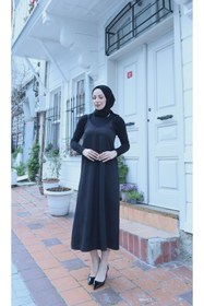 Resim HNT Hayrunnisa Tesettür Ayarlanabilir Jile Elbise Siyah HNT1015 