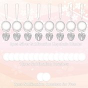 Resim Samdoo Gümüş Metal Melek Kanatlı Sublimasyon Boş Anahtar Zinciri, Araba Dekorasyonu, Ev Süs Eşyası, 8 Adet + 2 Transfer Alüminyum Levha 