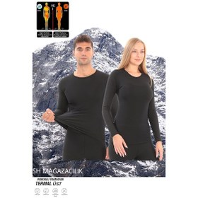 Resim Sauna Suit Unisex Kışlık Termal Içlik, Unisex Kışlık Sıcak Tutan Pamuklu Yakmayan Üst Fanila Iclik Siyah 