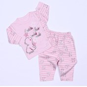 Resim Ayıcık Patiksiz Pembe Kız Bebek Pijama Takımı 5196 