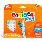 Resim Nessiworld Carioca Jumbo Bebek Süper Yıkanabilir Keçeli Boya Kalemi 12'Li 