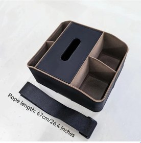 Resim Honeybeeshop Siyah Multi Fonksiyonlu Araç Konsol Organizatörü Merkez Konsol Saklama Kutusu Bardak Tutucu Mendillik 