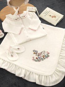 Resim Jemima Puddle Duck Organik Yenidoğan Seti - 4 Parça Set / Fırfırlı Battaniye & Lola Şapka 