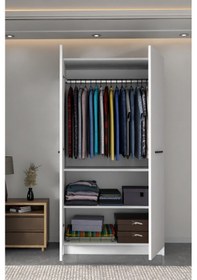 Resim - Ladik - Beyaz Çift Kapaklı Gardırop 180-90-45 Cm Beyaz 