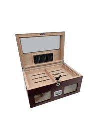 Resim Falconetti Rc59kr Bordo 2 Katlı Camlı Dijital Humidor Puro Kutusu 