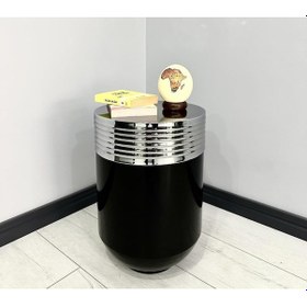 Resim Elegant Dekoratif Krom Darbuka Parlak Siyah Sehpa 60cm 