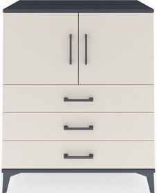 Resim Hyperion Şifonyer 2 Raflı 3 Çekmeceli 2 Kapaklı 88x44x106 Ant... Antrasit 