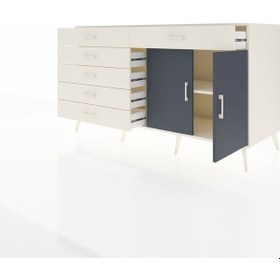 Resim Kronos Konsol Tek Raflı 6 Çekmeceli 2 Kapaklı 176x59x99 Aytaşı-an Aytaşı-antrasit/aytaşı 