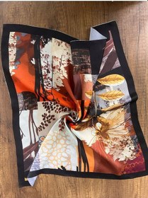 Resim Şifon Saten Fular Desenli Fular Bandana Renkli 