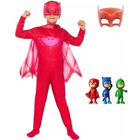 Resim Pj Mask Pija Maskeliler 3'Lü Mini Figür Oyuncak Ve Baykuş Kostüm Çok Renkli 