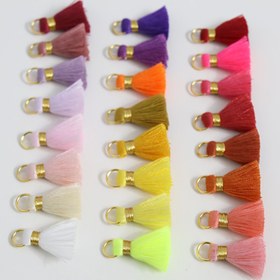 Resim 20'li paket, 2.5 cm polyester püskül süsleme, kitap ayraçları, hediye kutuları, fanlar, dekoratif kolyeler, giyim ve ev tekstili aksesuarları, küpe ve saç aksesuar malzemeleri, halkalı püsküller, küçük asma süsler, ev dekorasyonu süslemeleri 