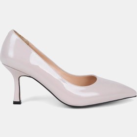 Resim Desa Kadın Bej Sivri Burunlu Klasik Rugan Deri Stiletto 