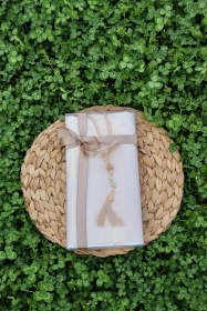 Resim Hediyelik Pamuklu Seccade Seti S1004 Siyah Krem 