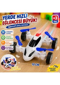 Resim Mini Drone Tasarımlı Oyuncak Araba 10x10 Cm, 4 Pervaneli Eğlenceli Araç 3+ Yaş Beyaz 
