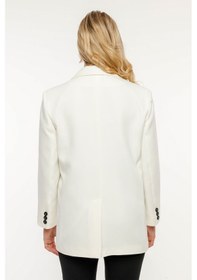 Resim Ekru Kadın Düğmeli Blazer Ceket 001 