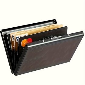 Resim 2 Renk Seçeneği - Erkekler için Premium Paslanmaz Çelik Kartlık: Şık Siyah Metal Cüzdan, Çok Bölmeli Güvenli Kart Saklama Tasarımı 