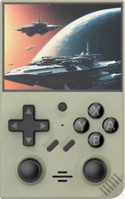 Resim DR35 Plus Taşınabilir Retro Oyun Konsolu Linux Sistemi 64G Kart 15000+ Oyun, 3.5 inç IPS Ekran Şeffaf Yeşil 