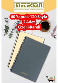 Resim 2 Adet A4 Ebat 60 Yaprak 120 Sayfa Spiralli Plastik Kapaklı Okul Defteri-meteksan Renksiz 