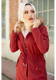 Resim İçi Kürklü Mont 2401 - Bordo 