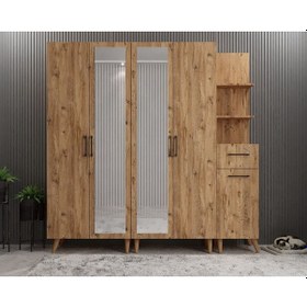 Resim Açelya Portmanto Vestiyer Ayakkabılık Çam M1 200cm Montaj Dahil 