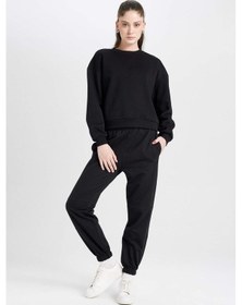 Resim Defacto Beli Paçası Lastikli Cepli Uzun Boy Basic Düz Jogger Eşofman Altı D6646AX24WNBK81 Siyah 