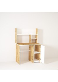 Resim Kalenderdekor1 Kalender Dekor Lucas 90 Cm Çalışma Masası Lc02 Beyaz - Meşe 