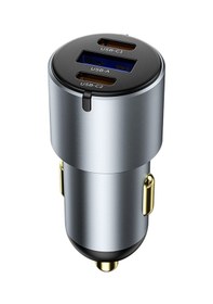 Resim Wiwu Wi-cc032 Nano Pro Dual Type-c + Usb-a Hızlı Şarj Akım Korumalı Araç Şarj Aleti Pd Qc3.0 60w Gri 