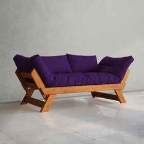 Resim Woodesk Adalar Masif Tik-Mor Renk 2li Kanepe CPT8127-210 