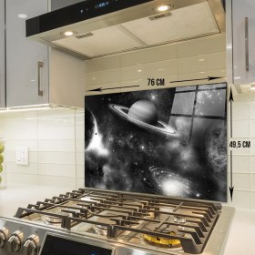 Resim Decorita Cam Ocak Arkası Koruyucu | Galaksi Desen - Siyah Beyaz Fon | 49,5cm x 76cmCam Ocak Arkası Koruyucu | Galaksi Desen - Siyah Beyaz Fon | 49,5cm x 76cm 