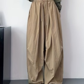 Resim Kadınların Yüksek Beli Bağcıklı Geniş Bacaklı Pantolonları - Bol Kesim, Düz Gri, Rahat Stil, Uzun Boy, Bahar ve Yaz için Mükemmel, Rahat Giyim için Uygun, Yüksek Beli Tayt Pantolonlar 