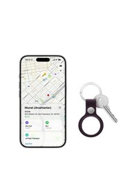 Resim Apple Uyumlu AirTag Akıllı Takip Cihazı Anahtarlık Evcil Hayvan Araba Valiz Bisiklet Cüzdan Siyah 