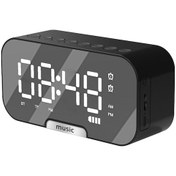 Resim Suofeng Siyah Dijital Led Alarm Saat - Bt 5.0 Hoparlör, Fm Radyo, Telefon Tutucu, 2400mah Pil İle Ev/ofis/outdoor Kullanıma Uygun 