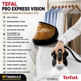 Resim Tefal 3000 Watt Gücü Durilium Airglide Autoclean Taban ile Pro Express Vision Buhar Kazanlı Ütü 