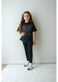Resim Jeliboom Kids Taşlı Taytlı Kız İkili Takım 3-10 Yaş -je6716220 - Siyah 