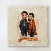 Resim Eylül Ayında Aşk Karikatürlü Taş Bardak Altlığı 