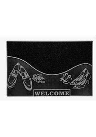 Resim Welcome Hoş Geldiniz Yazlı Kapı Önü Paspası Gri Rengi 