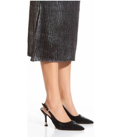 Resim Papuç Sepeti Hh-014 Taş Detaylı Kadın Klasik 9 Cm Topuklu Ayakkabı Siyah 