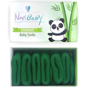 Resim Novibaby 3'lü Bambu Yenidoğan Bebek Çorabı I Pine Green I 0-6 Ay 